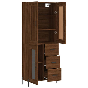 vidaXL Highboard Brown Oak 69.5x34x180 cm Engineered Wood