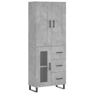 vidaXL Highboard Concrete Grey 69.5x34x180 cm Engineered Wood