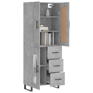 vidaXL Highboard Concrete Grey 69.5x34x180 cm Engineered Wood