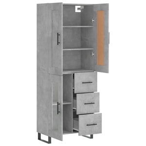 vidaXL Highboard Concrete Grey 69.5x34x180 cm Engineered Wood