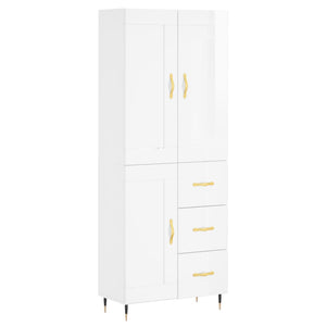 vidaXL Highboard High Gloss White 69.5x34x180 cm Engineered Wood