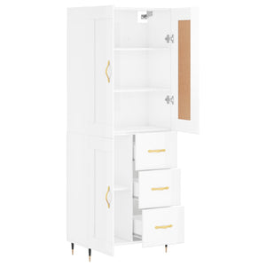 vidaXL Highboard High Gloss White 69.5x34x180 cm Engineered Wood