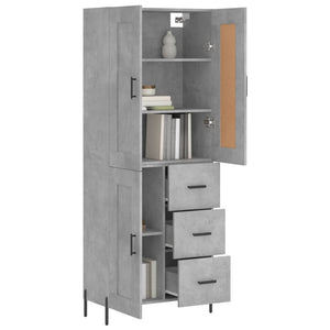 vidaXL Highboard Concrete Grey 69.5x34x180 cm Engineered Wood