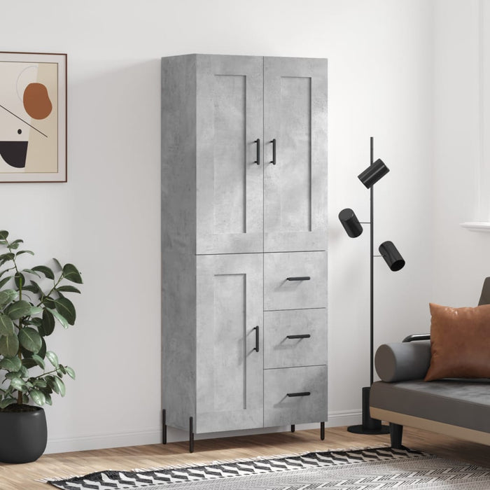 vidaXL Highboard Concrete Grey 69.5x34x180 cm Engineered Wood