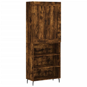 vidaXL Highboard Smoked Oak 69.5x34x180 cm Engineered Wood