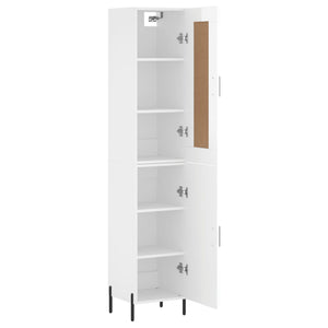 vidaXL Highboard High Gloss White 34.5x34x180 cm Engineered Wood