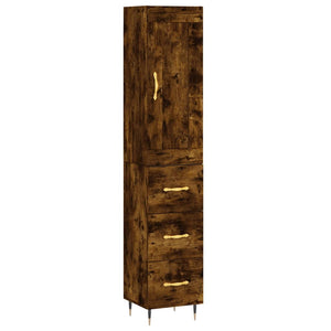 vidaXL Highboard Smoked Oak 34.5x34x180 cm Engineered Wood