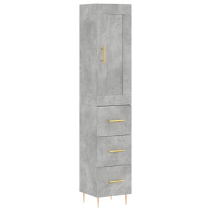 vidaXL Highboard Concrete Grey 34.5x34x180 cm Engineered Wood