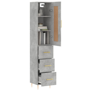 vidaXL Highboard Concrete Grey 34.5x34x180 cm Engineered Wood