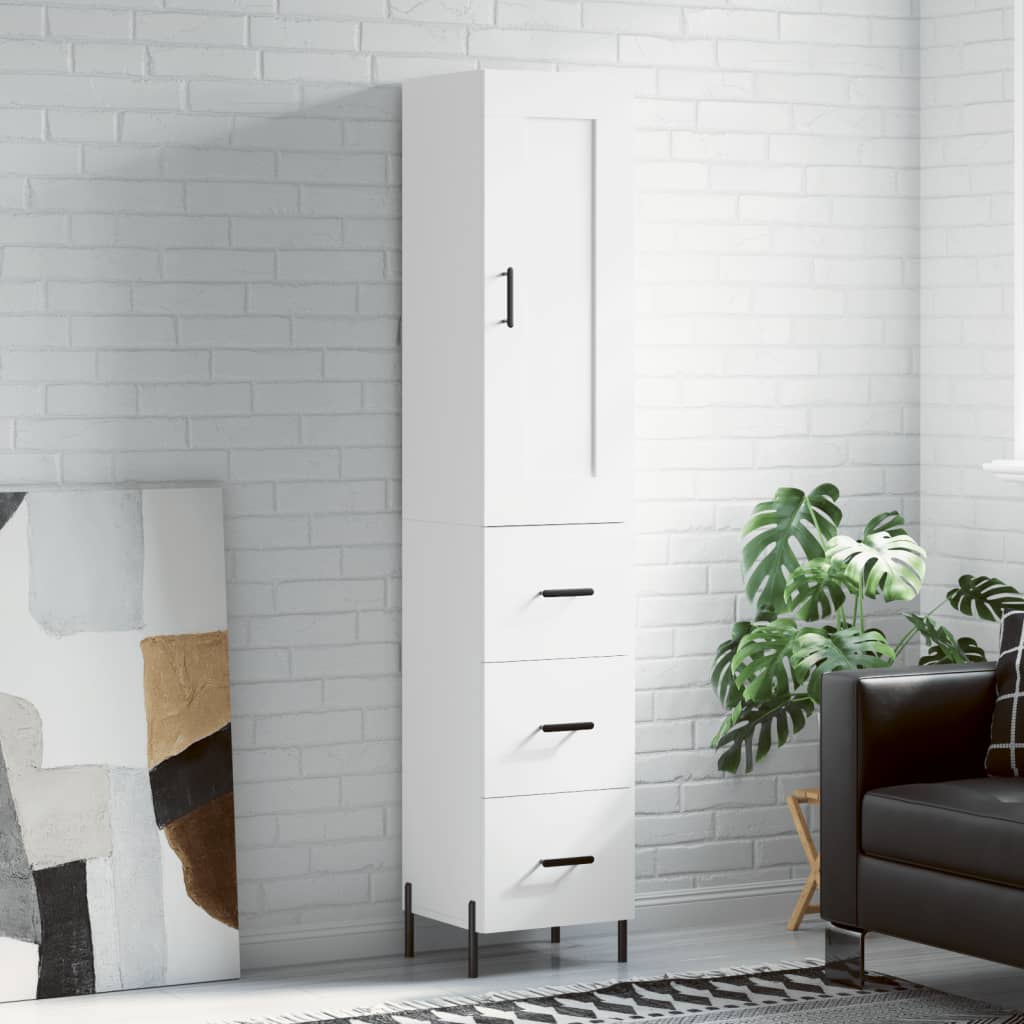 vidaXL Highboard White 34.5x34x180 cm Engineered Wood