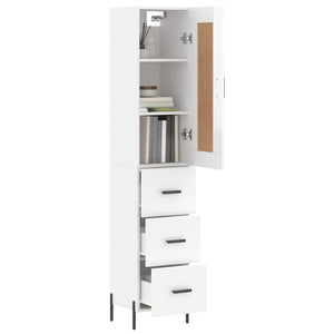 vidaXL Highboard High Gloss White 34.5x34x180 cm Engineered Wood