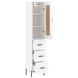 vidaXL Highboard High Gloss White 34.5x34x180 cm Engineered Wood