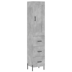 vidaXL Highboard Concrete Grey 34.5x34x180 cm Engineered Wood