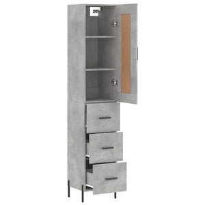 vidaXL Highboard Concrete Grey 34.5x34x180 cm Engineered Wood