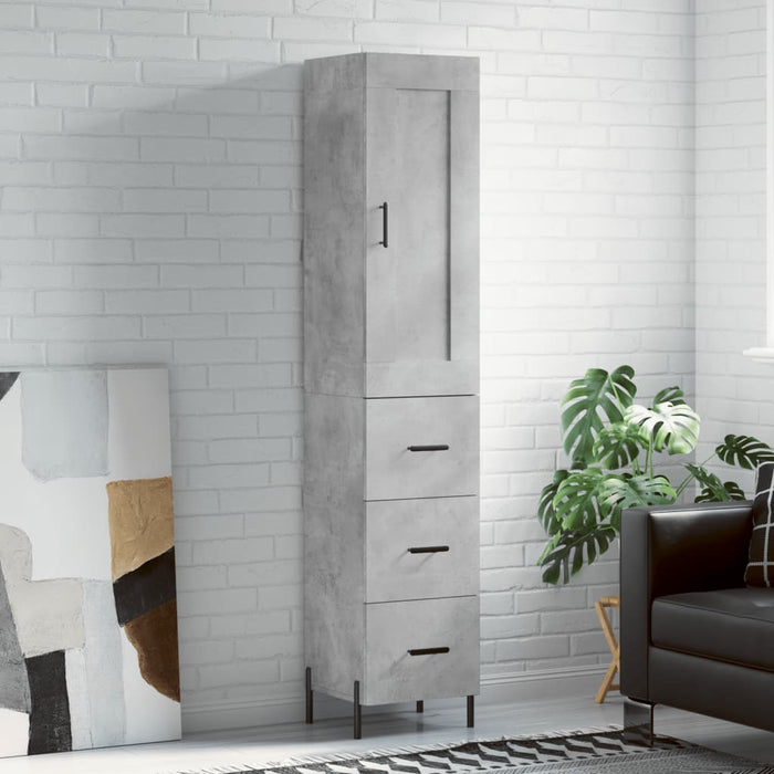 vidaXL Highboard Concrete Grey 34.5x34x180 cm Engineered Wood