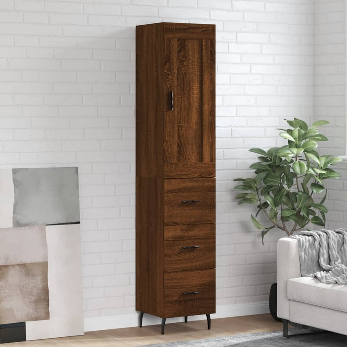 vidaXL Highboard Brown Oak 34.5x34x180 cm Engineered Wood