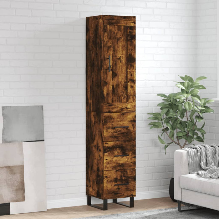 vidaXL Highboard Smoked Oak 34.5x34x180 cm Engineered Wood