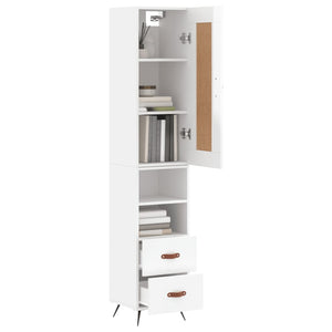 vidaXL Highboard High Gloss White 34.5x34x180 cm Engineered Wood