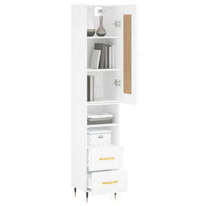 vidaXL Highboard White 34.5x34x180 cm Engineered Wood