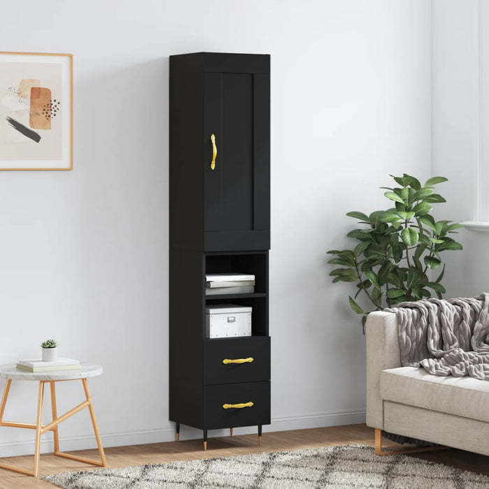 vidaXL Highboard Black 34.5x34x180 cm Engineered Wood