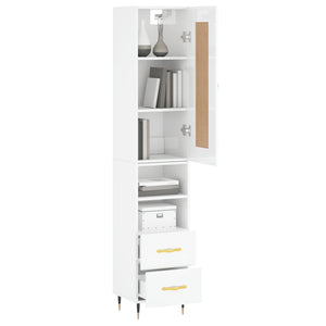 vidaXL Highboard High Gloss White 34.5x34x180 cm Engineered Wood