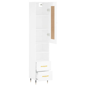 vidaXL Highboard High Gloss White 34.5x34x180 cm Engineered Wood