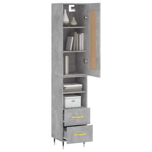 vidaXL Highboard Concrete Grey 34.5x34x180 cm Engineered Wood