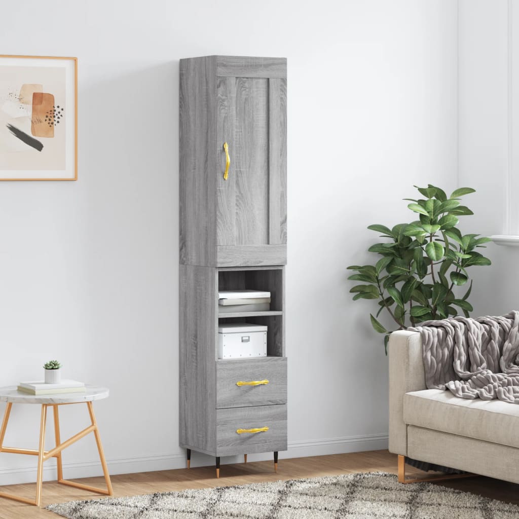 vidaXL Highboard Grey Sonoma 34.5x34x180 cm Engineered Wood