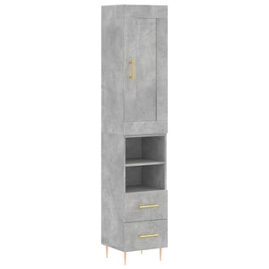 vidaXL Highboard Concrete Grey 34.5x34x180 cm Engineered Wood