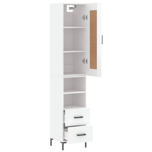 vidaXL Highboard High Gloss White 34.5x34x180 cm Engineered Wood