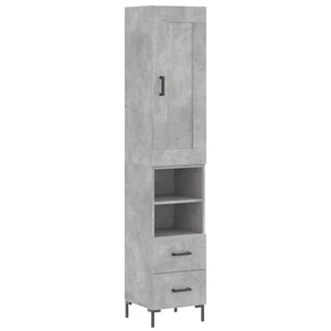 vidaXL Highboard Concrete Grey 34.5x34x180 cm Engineered Wood