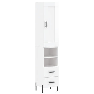 vidaXL Highboard High Gloss White 34.5x34x180 cm Engineered Wood