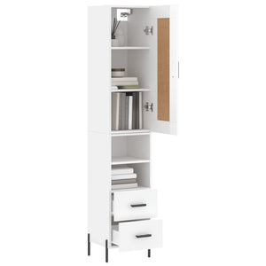 vidaXL Highboard High Gloss White 34.5x34x180 cm Engineered Wood