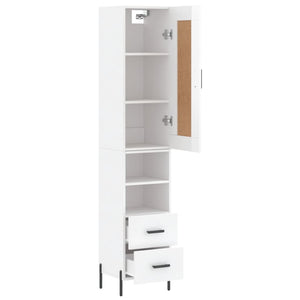 vidaXL Highboard High Gloss White 34.5x34x180 cm Engineered Wood