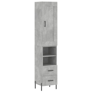 vidaXL Highboard Concrete Grey 34.5x34x180 cm Engineered Wood