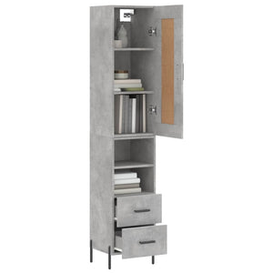 vidaXL Highboard Concrete Grey 34.5x34x180 cm Engineered Wood