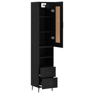 vidaXL Highboard Black 34.5x34x180 cm Engineered Wood