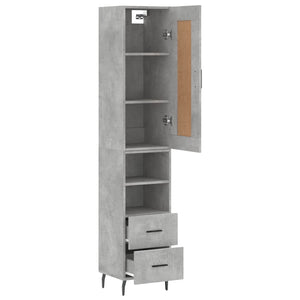 vidaXL Highboard Concrete Grey 34.5x34x180 cm Engineered Wood