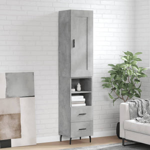 vidaXL Highboard Concrete Grey 34.5x34x180 cm Engineered Wood