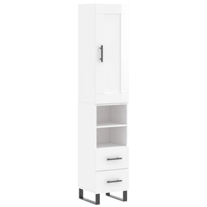 vidaXL Highboard High Gloss White 34.5x34x180 cm Engineered Wood