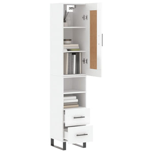 vidaXL Highboard High Gloss White 34.5x34x180 cm Engineered Wood