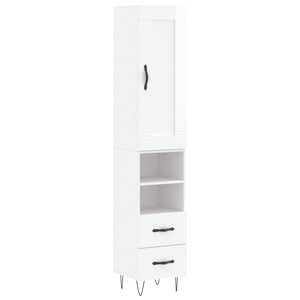 vidaXL Highboard High Gloss White 34.5x34x180 cm Engineered Wood