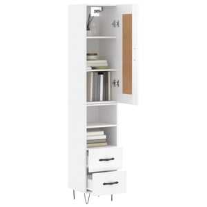 vidaXL Highboard High Gloss White 34.5x34x180 cm Engineered Wood