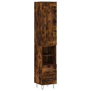 vidaXL Highboard Smoked Oak 34.5x34x180 cm Engineered Wood