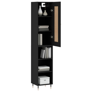 vidaXL Highboard Black 34.5x34x180 cm Engineered Wood