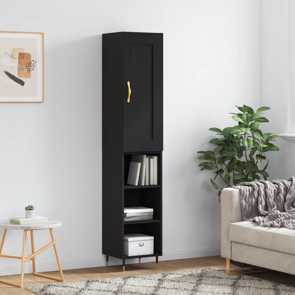 vidaXL Highboard Black 34.5x34x180 cm Engineered Wood