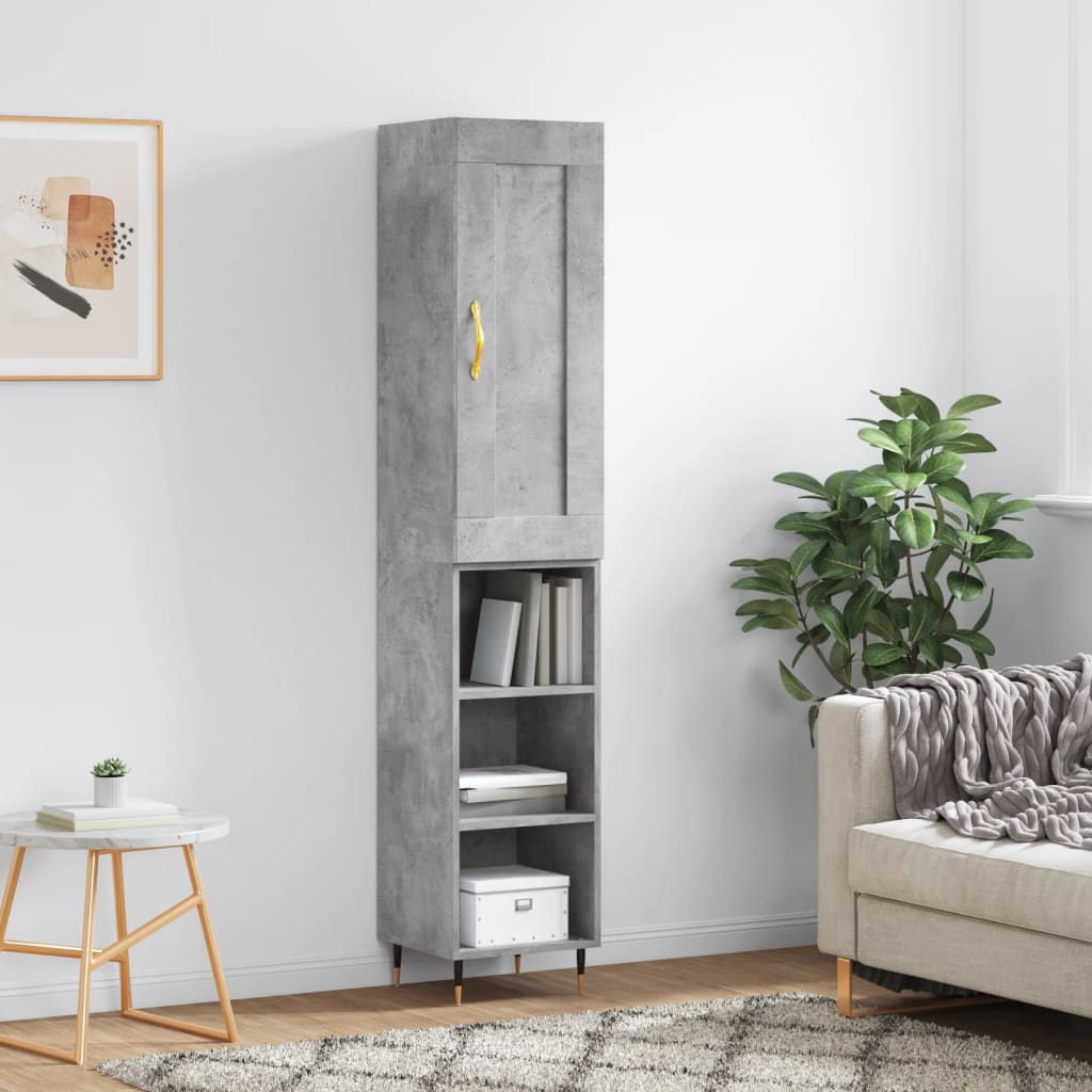 vidaXL Highboard Concrete Grey 34.5x34x180 cm Engineered Wood