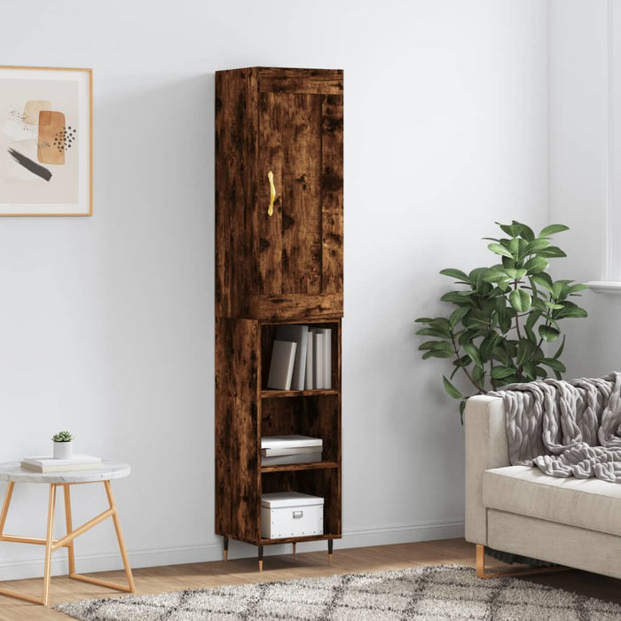 vidaXL Highboard Smoked Oak 34.5x34x180 cm Engineered Wood