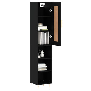 vidaXL Highboard Black 34.5x34x180 cm Engineered Wood