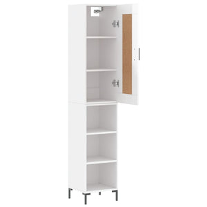 vidaXL Highboard High Gloss White 34.5x34x180 cm Engineered Wood